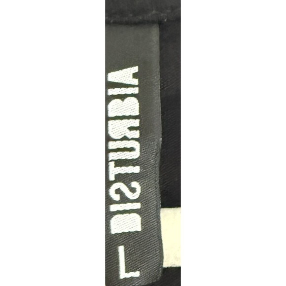 DISTURBIA Black Choker Neck V Neck Crop‎ Top T Shirt Women's Size L - Picture 3 of 12